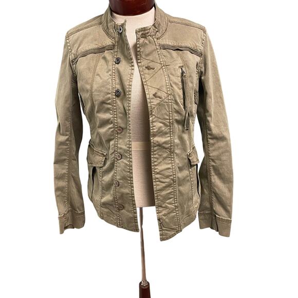 Marrakech Y2K Olive Green Moto Military Field Jacket Size Small Anthropologie - Picture 1 of 7